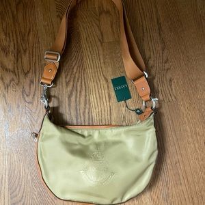 Ralph Lauren Weymouth Tan Hobo Crossbody Nylon/Leather